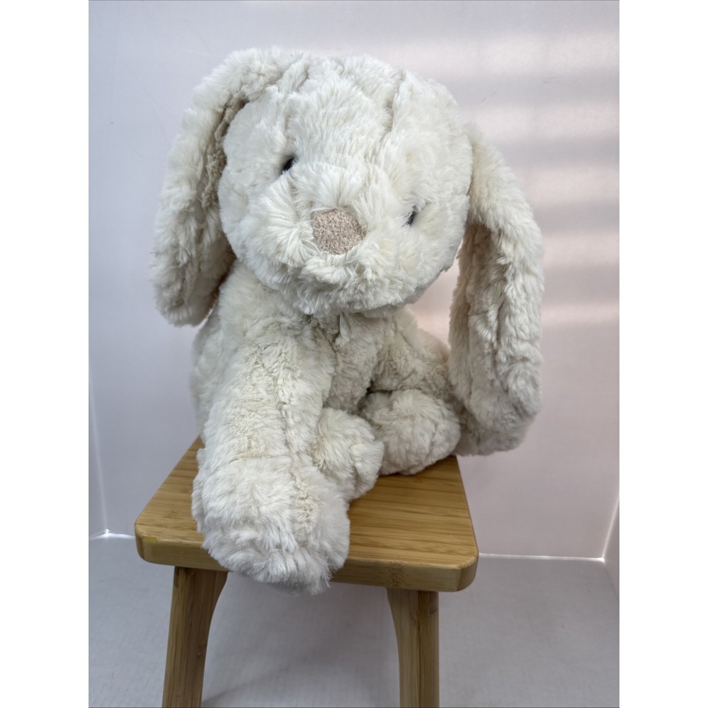 Walmart Curly Easter Bunny Rabbit Ivory Cream Sitting Plush 10"
